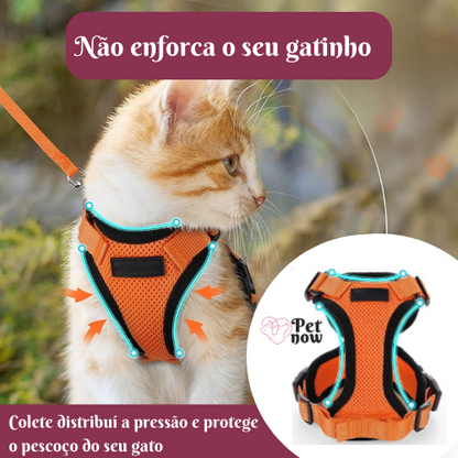 Colete com Guia Ajustável e respirável para Gatos