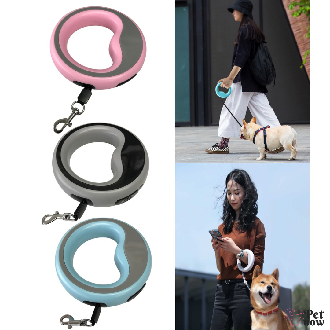 Guia Retrátil Redonda Pet: Botão de Controle para Cachorros e Gatos