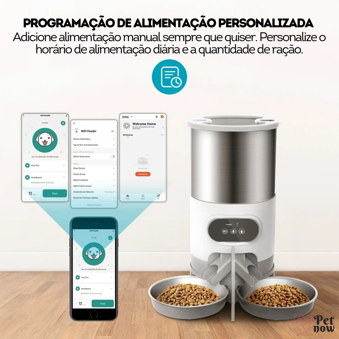 Comedouro Inteligente para Pets Smart App Tuya - Controle por Wi-Fi ou Botão