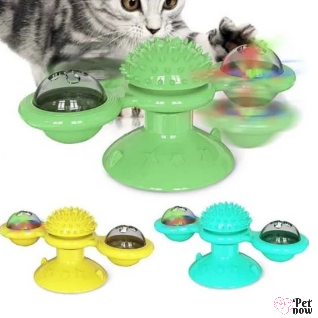 Moinho de Vento Brinquedo para Gato: Divertimento Garantido com Erva de Gato e Pisca-Pisca