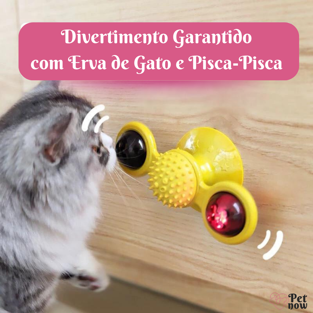 Moinho de Vento Brinquedo para Gato: Divertimento Garantido com Erva de Gato e Pisca-Pisca