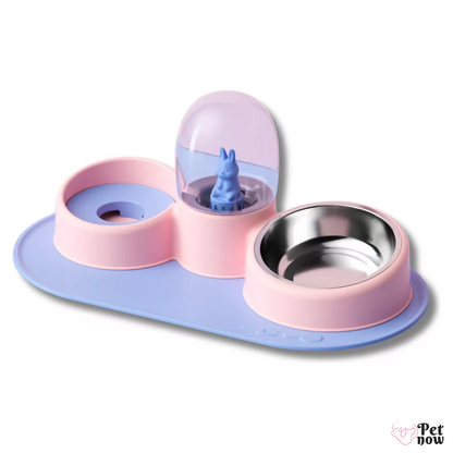 Comedouro e Bebedouro Automático Rosa Elevado - Ideal para Cães e Gatos