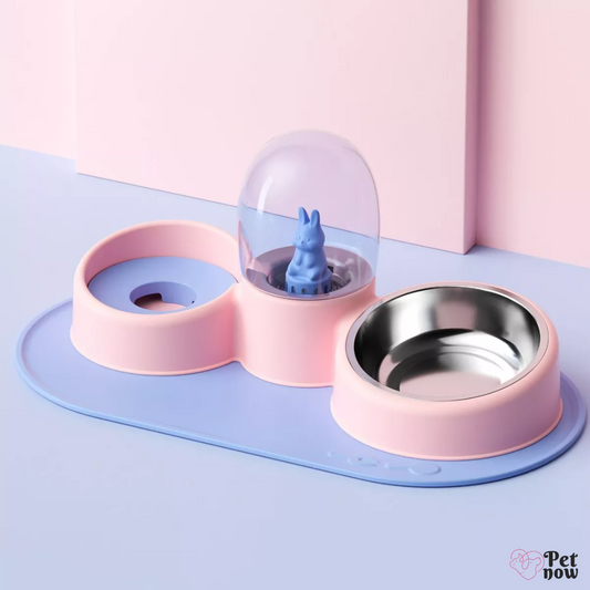 Comedouro e Bebedouro Automático Rosa Elevado - Ideal para Cães e Gatos