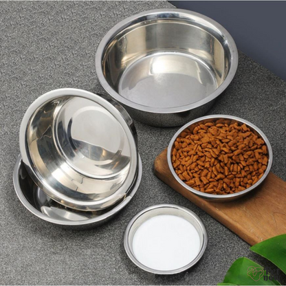 Comedouro de Inox para Pets - Tigela Vasilha 450ml/200ml para Gatos e Cachorros