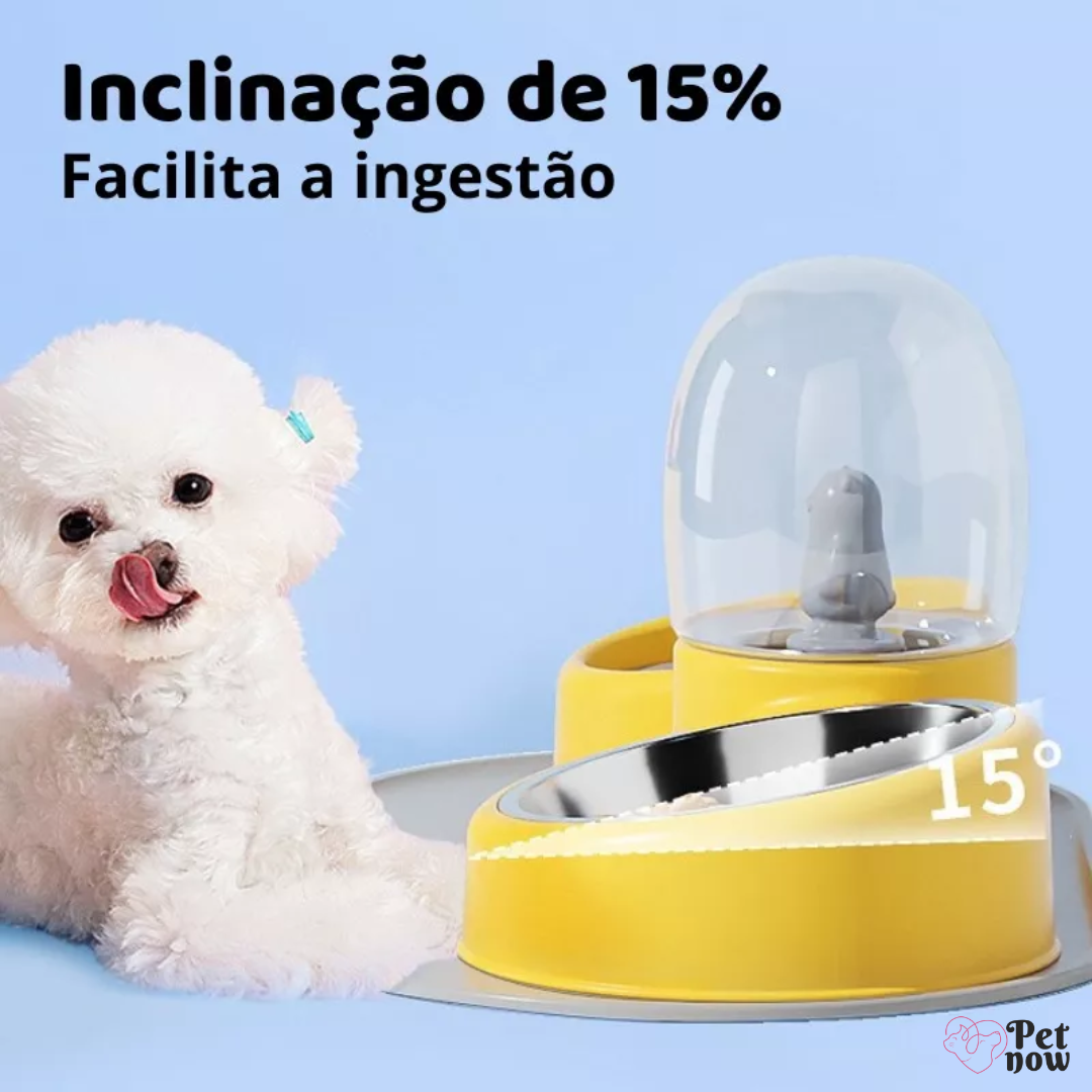 Comedouro e Bebedouro Automático Rosa Elevado - Ideal para Cães e Gatos