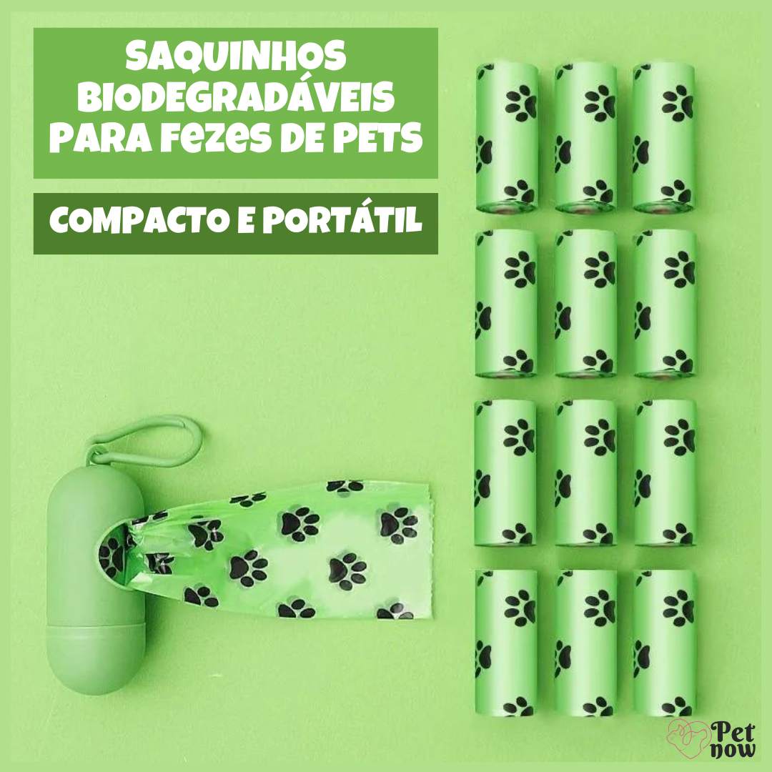 Kit Sacos Biodegradáveis Cata Caca para Cães