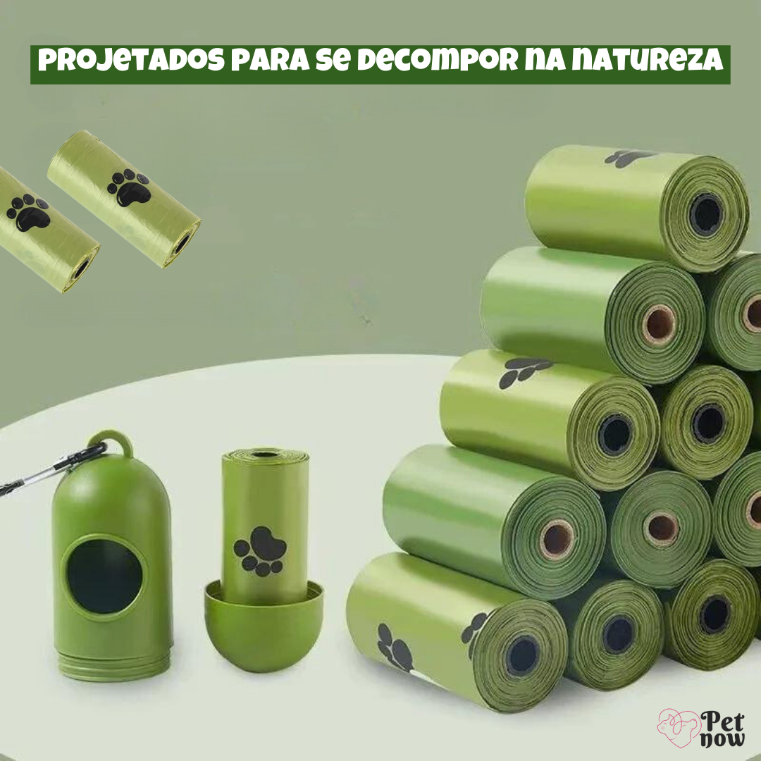 Kit Sacos Biodegradáveis Cata Caca para Cães