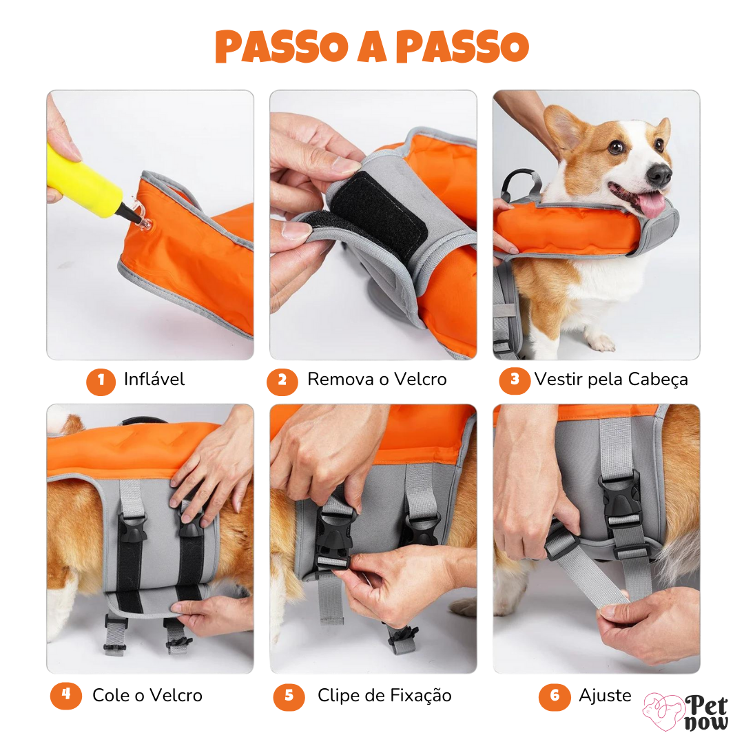 Colete Salva-Vidas com Boia para Cães