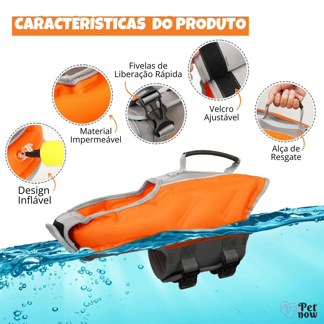 Colete Salva-Vidas com Boia para Cães