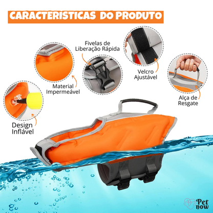 Colete Salva-Vidas com Boia para Cães