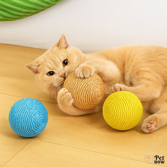 Bola Interativa de Sisal para Gatos com Som