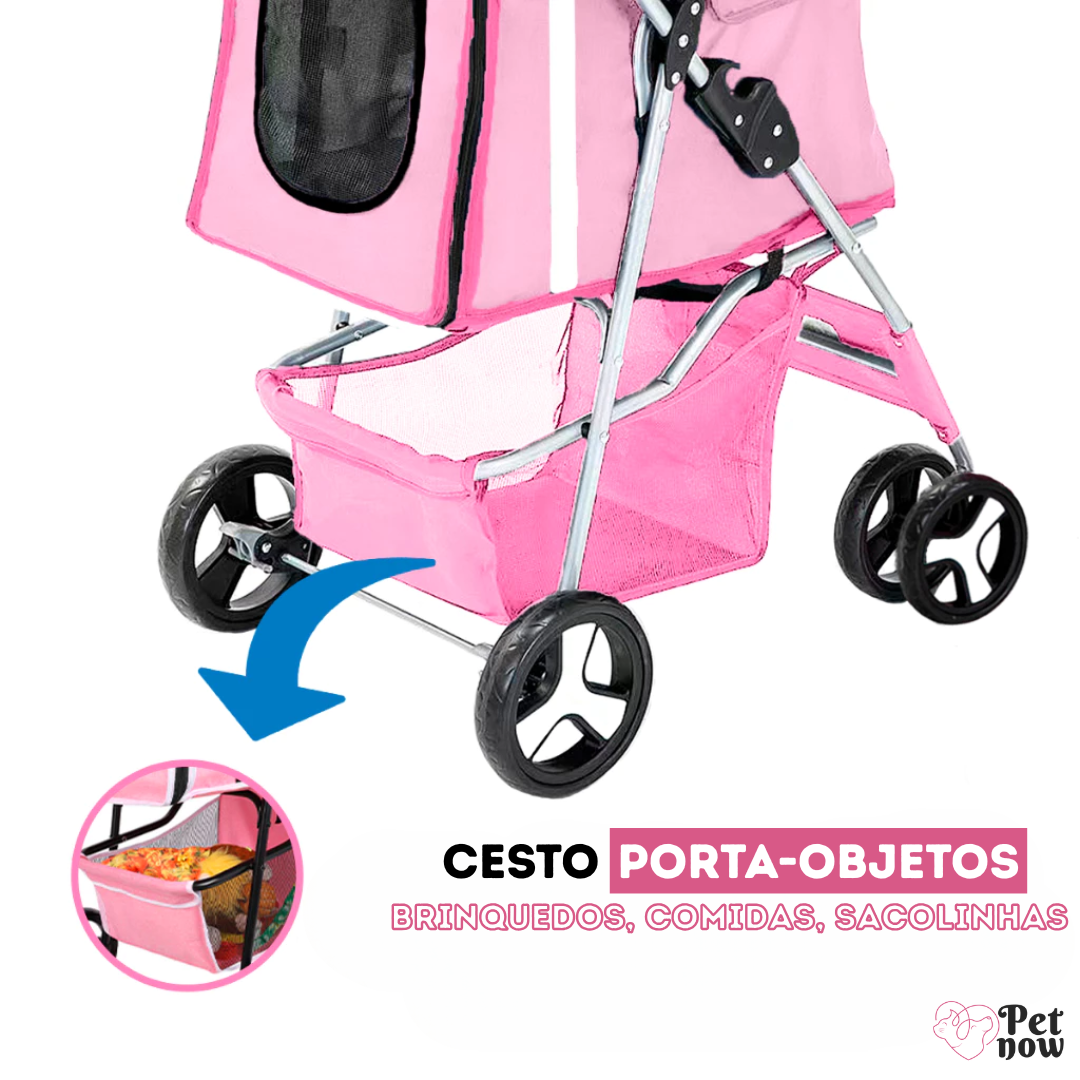 Carrinho de Passeio Pet Dobrável para Cães e Gatos