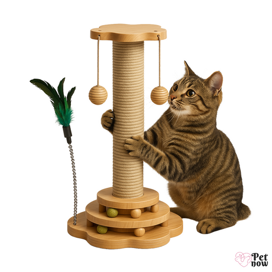 Arranhador Interativo para Gatos com Bolinhas e Pena