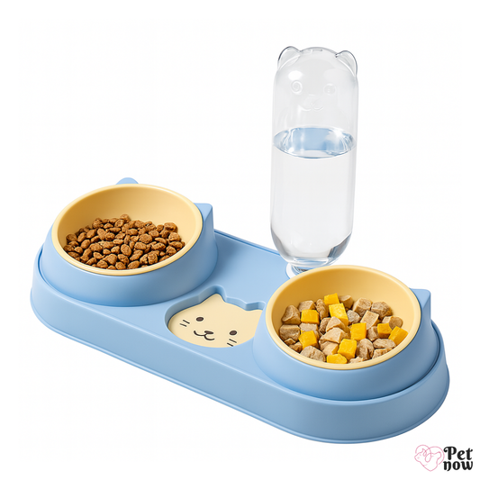 Comedouro e Bebedouro Triplo Multifuncional para Cães e Gatos