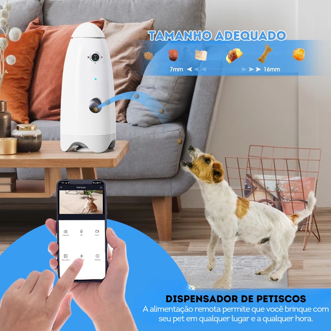 Dispensador de Petiscos com Sistema de Monitoramento Câmera 1080p