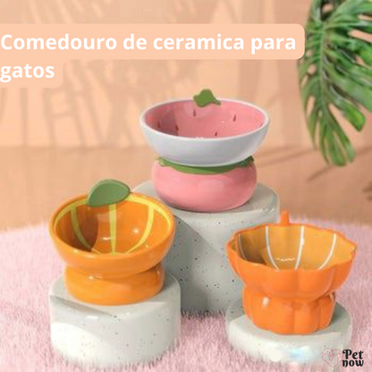 Comedouro de Cerâmica para Gatos em Formato de Fruta - Encante seu Pet com Estilo e Praticidade