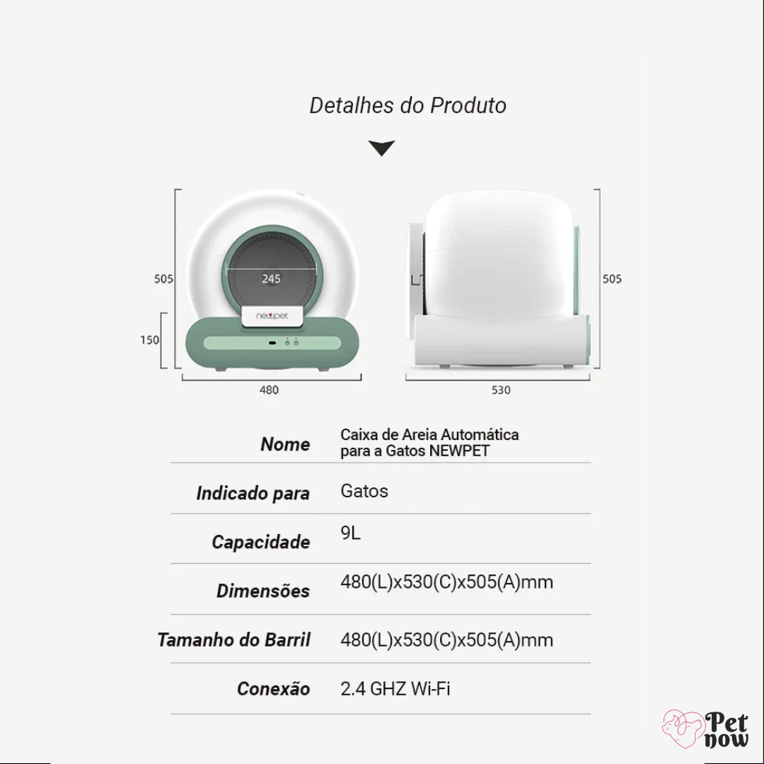 Caixa de Areia Automática para Gatos NewPet - Limpeza Automática Controle por Aplicativo