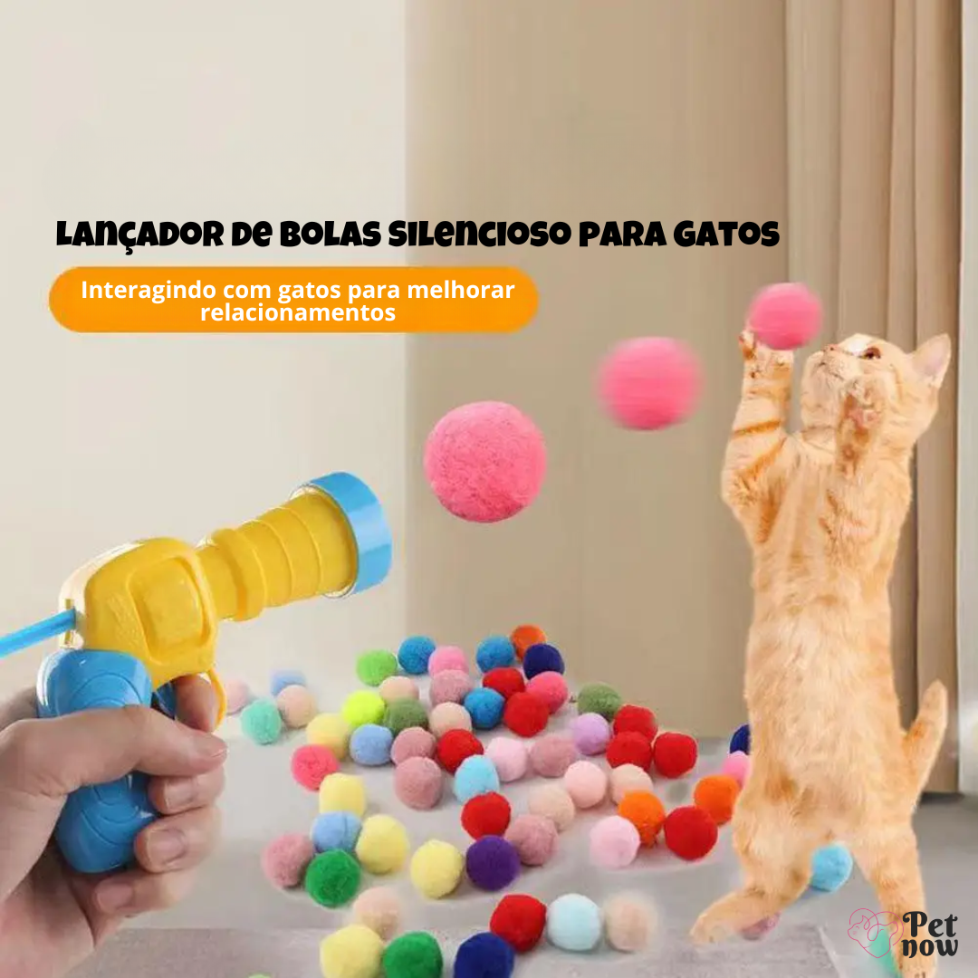 Lançador de Bolas Silencioso para Gatos