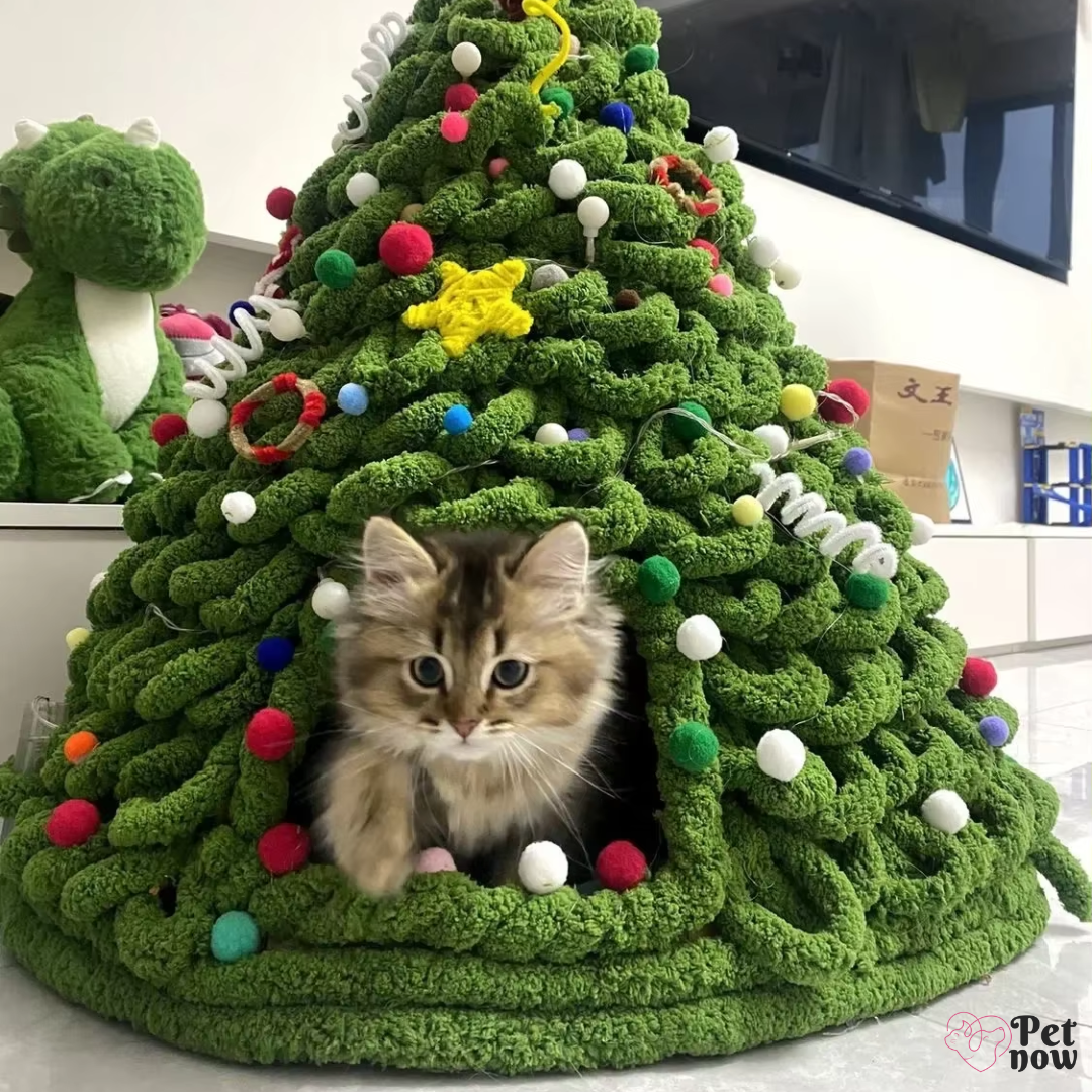 Toca Árvore de Natal DIY para Gatos - Ninho Natalino Personalizável