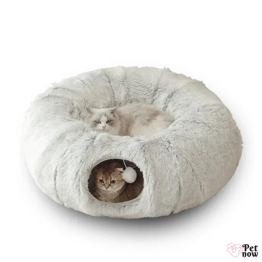 Cama de Pelúcia com Túnel para Gatos