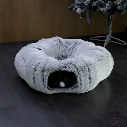 Cama de Pelúcia com Túnel para Gatos