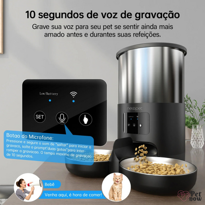 Comedouro Automático Newpet para Pets com WiFi, Microfone e Temporizador de 5 Litros